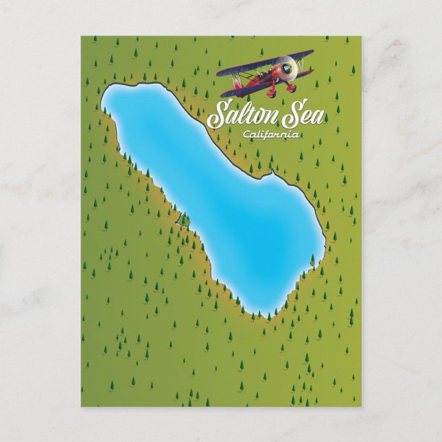 Cartão Postal Mapa de Salton Sea California USA (Frente)