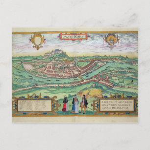 Cartão Postal Mapa de Salzburg, de "Civitates Orbis Terrarum" b