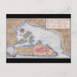 Cartão Postal Mapa de San Juan Porto Rico de 1770