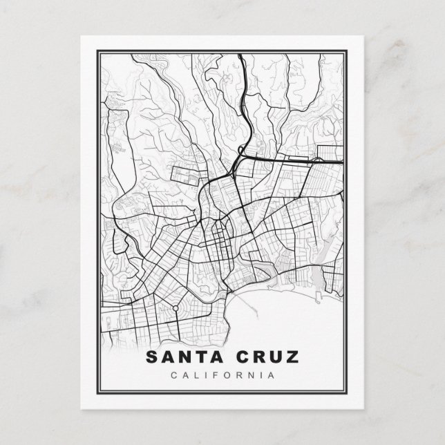 Cartão Postal Mapa de Santa Cruz (Frente)