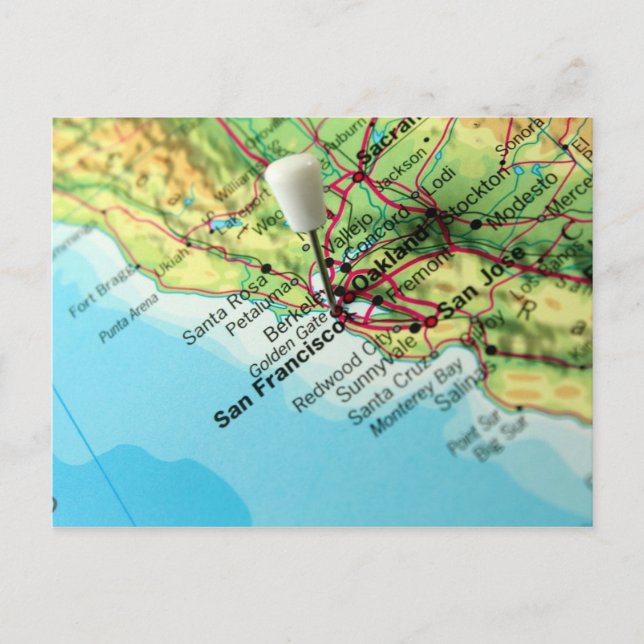 Cartão Postal Mapa de São Francisco, EUA (Frente)