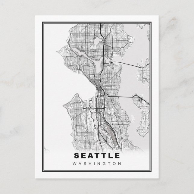Cartão Postal Mapa de Seattle (Frente)