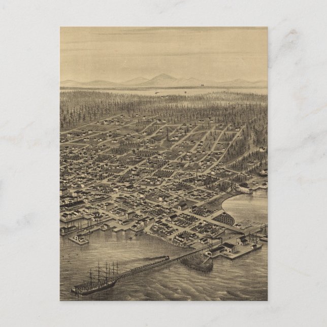 Cartão Postal Mapa de Seattle (1878) (Frente)