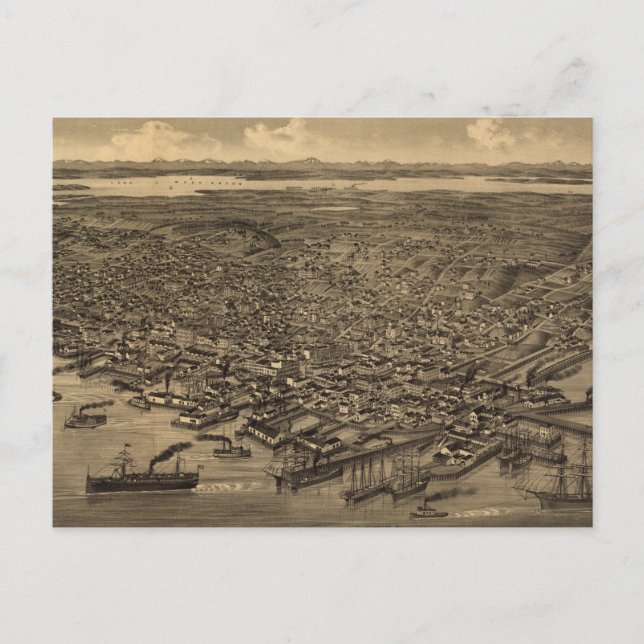 Cartão Postal Mapa de Seattle (1884) (Frente)