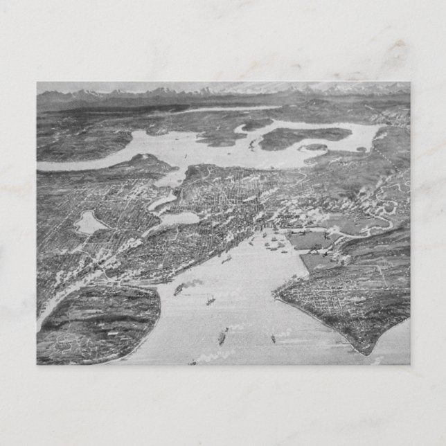 Cartão Postal Mapa de Seattle (1908) (Frente)