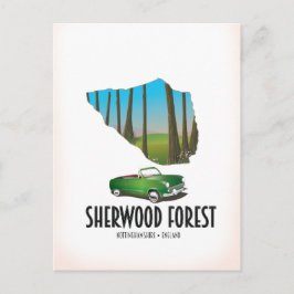 Cartão Postal mapa de Sherwood Forest Nottinghamshire