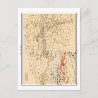 Cartão Postal Mapa de Simla & Jutogh, Índia Britânica.