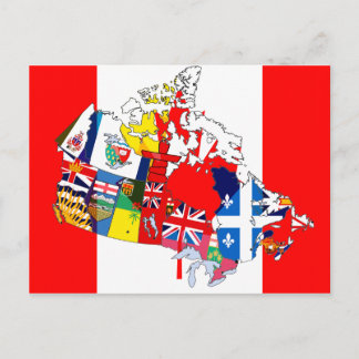 Cartão Postal Mapa de Sinalizador Canadense