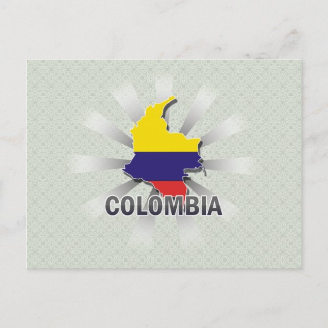 Cartão Postal Mapa de Sinalizador da Colômbia 2.0 (Frente)