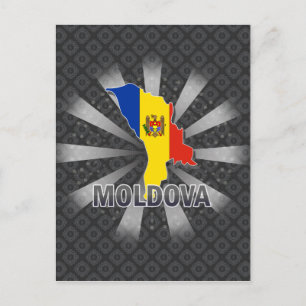Cartão Postal Mapa de Sinalizador da Moldávia 2.0