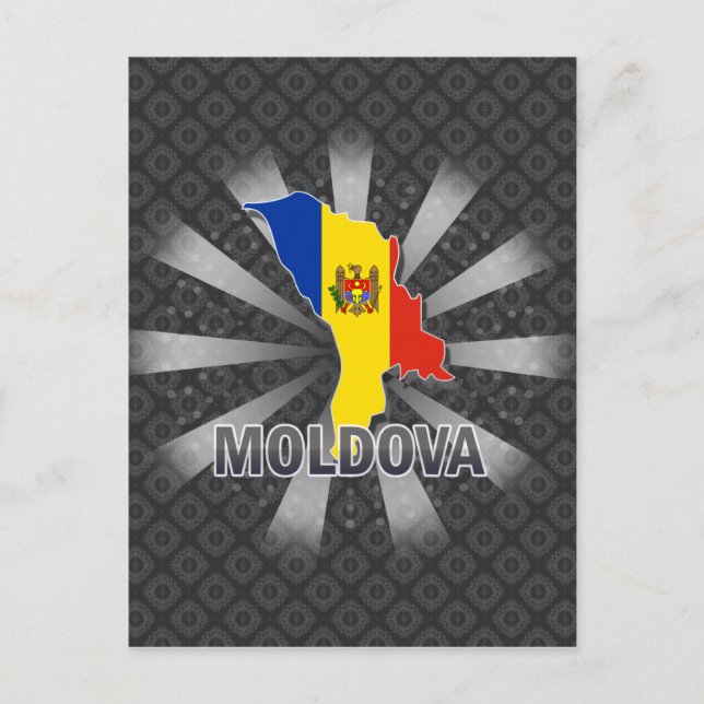 Cartão Postal Mapa de Sinalizador da Moldávia 2.0 (Frente)