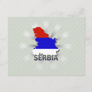 Cartão Postal Mapa de Sinalizador da Sérvia 2.0