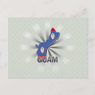 Cartão Postal Mapa de Sinalizador de Guam 2.0