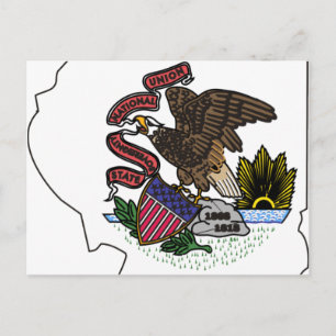 Cartão Postal Mapa de Sinalizador de Illinois