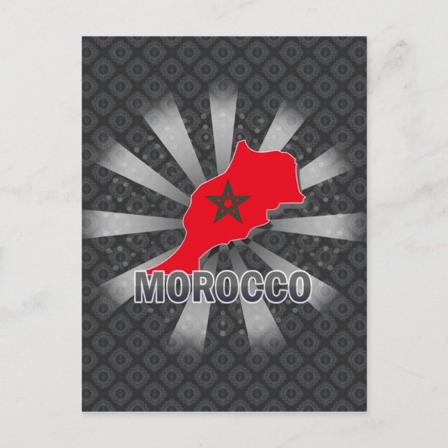 Cartão Postal Mapa de Sinalizador de Marrocos 2.0 (Frente)