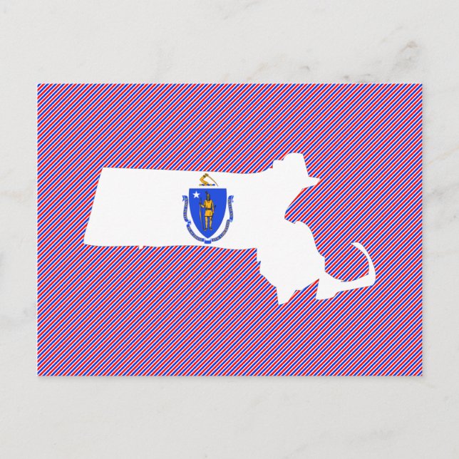 Cartão Postal Mapa de Sinalizador de Massachusetts (Frente)