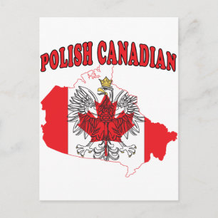 Cartão Postal Mapa de Sinalizador do Canadá Polonês