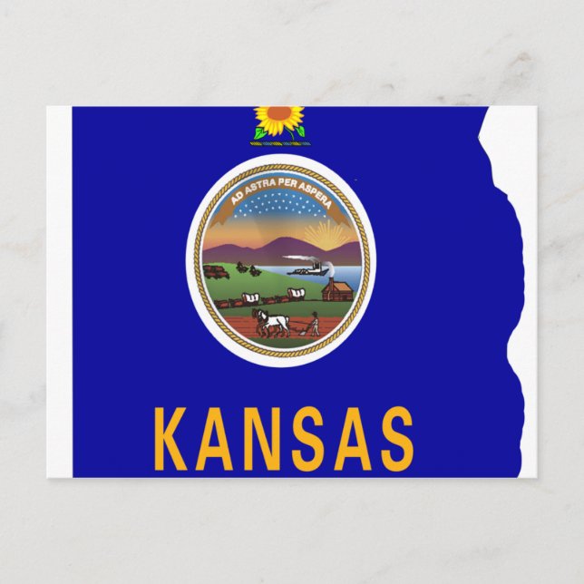 Cartão Postal Mapa de Sinalizador do Kansas (Frente)