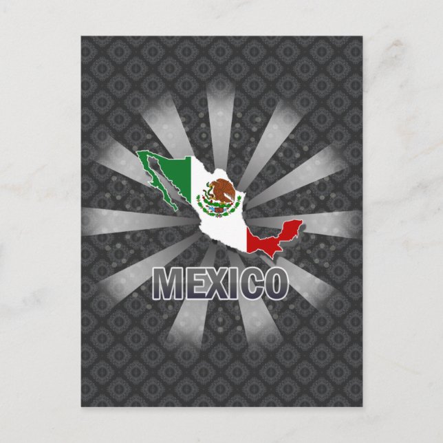 Cartão Postal Mapa de Sinalizador do México 2.0 (Frente)