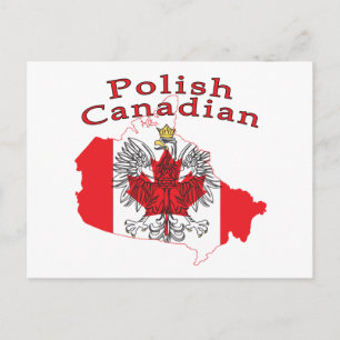 Cartão Postal Mapa de Sinalizador Polonês Canadense