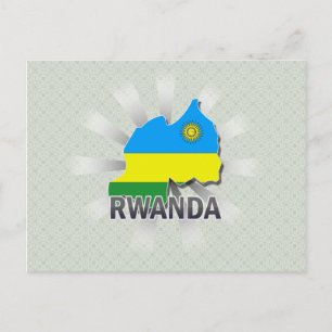 Cartão Postal Mapa de Sinalizador Ruanda 2.0