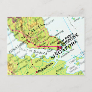 Cartão Postal Mapa de Singapura