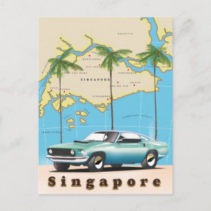 Cartão Postal mapa de Singapura