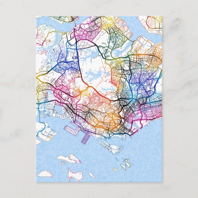Cartão Postal Mapa de Singapura (Frente)