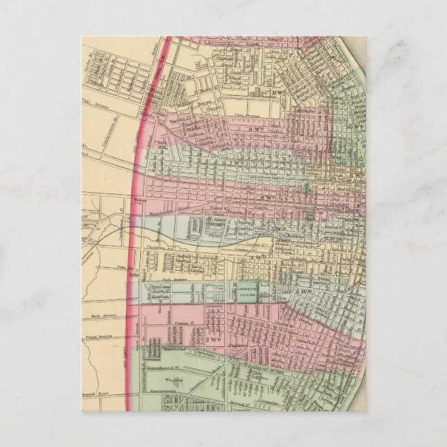 Cartão Postal Mapa de St Louis por Mitchell (Frente)