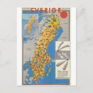 Cartão Postal Mapa de suecias