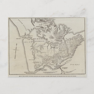 Cartão Postal Mapa de terras entre Auckland e Waikato River