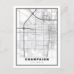Cartão Postal Mapa de Urbana-Champaign