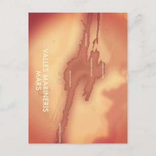 Cartão Postal mapa de Valles marineris em Marte