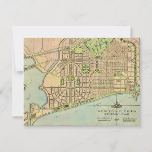 Cartão Postal Mapa de Veneza da Flórida de Veneza