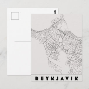 Cartão Postal Mapa de Viagem Antigo de Reykjavik Islândia
