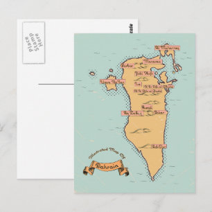 Cartão Postal Mapa de viagem antigo do Bahrein