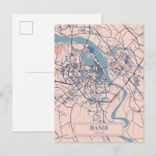Cartão Postal Mapa de Viagem da Cidade Arejada de Hanoi Vietnã