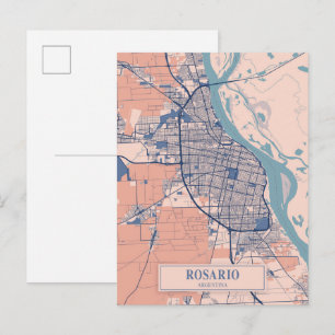 Cartão Postal Mapa de viagem da cidade arejada de Rosário Argent