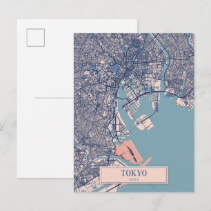 Cartão Postal Mapa de Viagem da Cidade Arejada de Tóquio Japão