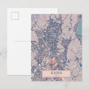 Cartão Postal Mapa de Viagem da Cidade Aventada de Kyoto Japão