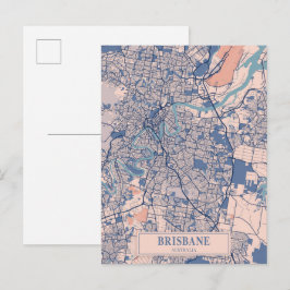 Cartão Postal Mapa de Viagem da Cidade Ventilada de Brisbane Aus