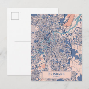 Cartão Postal Mapa de Viagem da Cidade Ventilada de Brisbane Aus