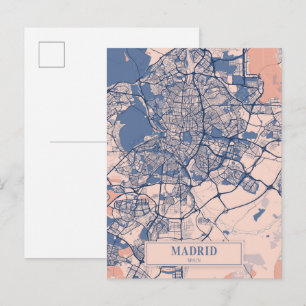 Cartão Postal Mapa de Viagem da Cidade Ventilada de Madrid Espan