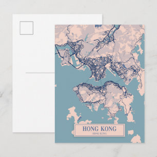 Cartão Postal Mapa de Viagem da Cidade Ventilada Hong Kong China