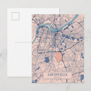 Cartão Postal Mapa de Viagem da Cidade Ventilada Louisville Kent