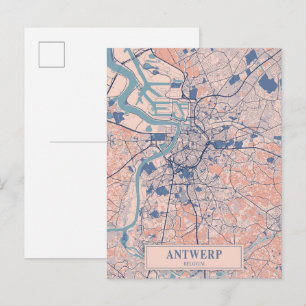 Cartão Postal Mapa de viagem da cidade ventosa de Antuérpia, Bél