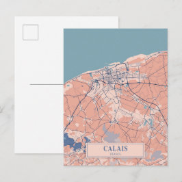 Cartão Postal Mapa de viagem da cidade ventosa de Calais França