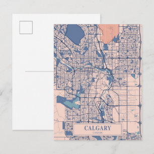 Cartão Postal Mapa de viagem da cidade ventosa de Calgary Canadá