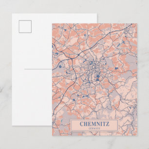 Cartão Postal Mapa de viagem da cidade ventosa de Chemnitz Alema