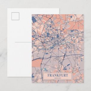 Cartão Postal Mapa de viagem da cidade ventosa de Frankfurt Alem
